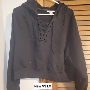 Victoria's Secret Black Lace-Up Hoodie